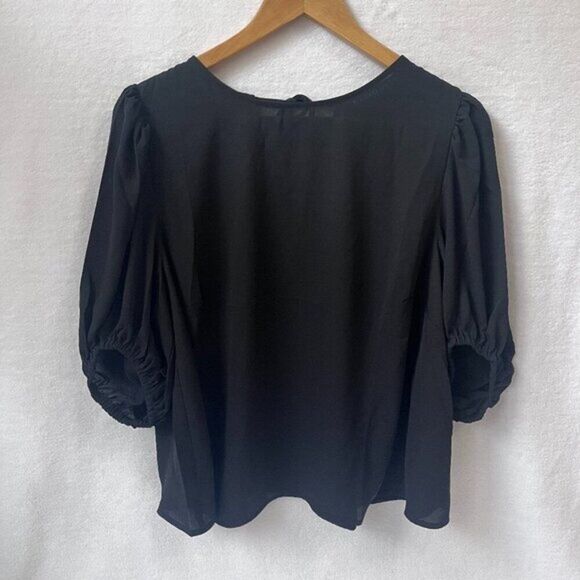 Eloquii Plus Size Women's Puff Sleeve Top‎ With Open Tie Back Blouse - Picture 2 of 5